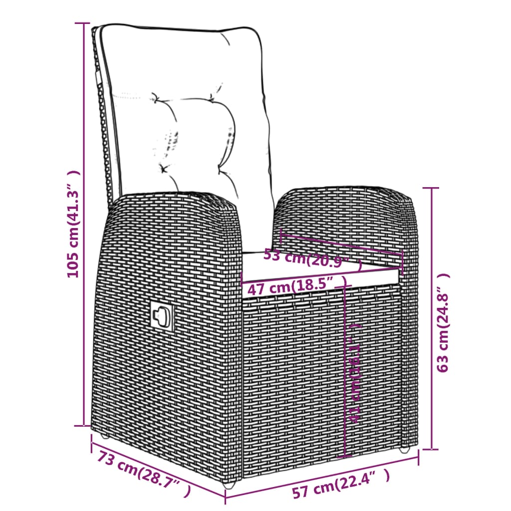 vidaXL Ensemble à manger de jardin avec coussins 7 pcs Noir