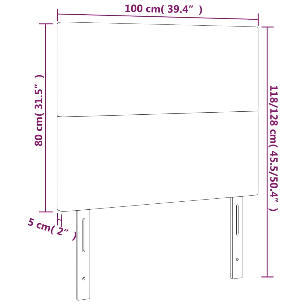 vidaXL Tête de lit à LED Gris foncé 100x5x118/128 cm Velours