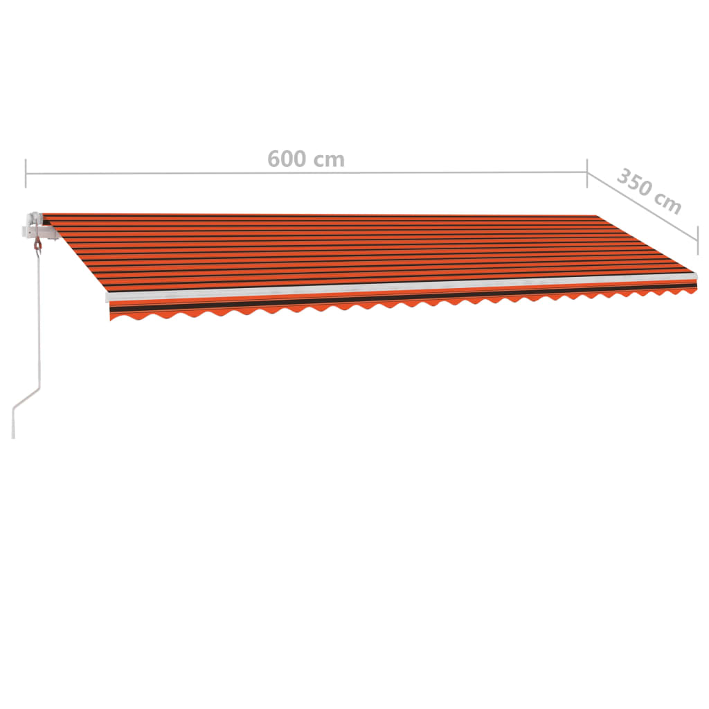 vidaXL Auvent automatique capteur de vent LED 600x350 cm Orange marron