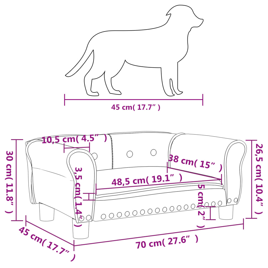 vidaXL Lit pour chien cappuccino 70x45x30 cm similicuir