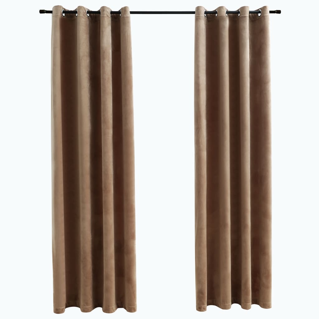 vidaXL Rideaux occultants avec anneaux 2 pcs Velours Beige 140x245 cm