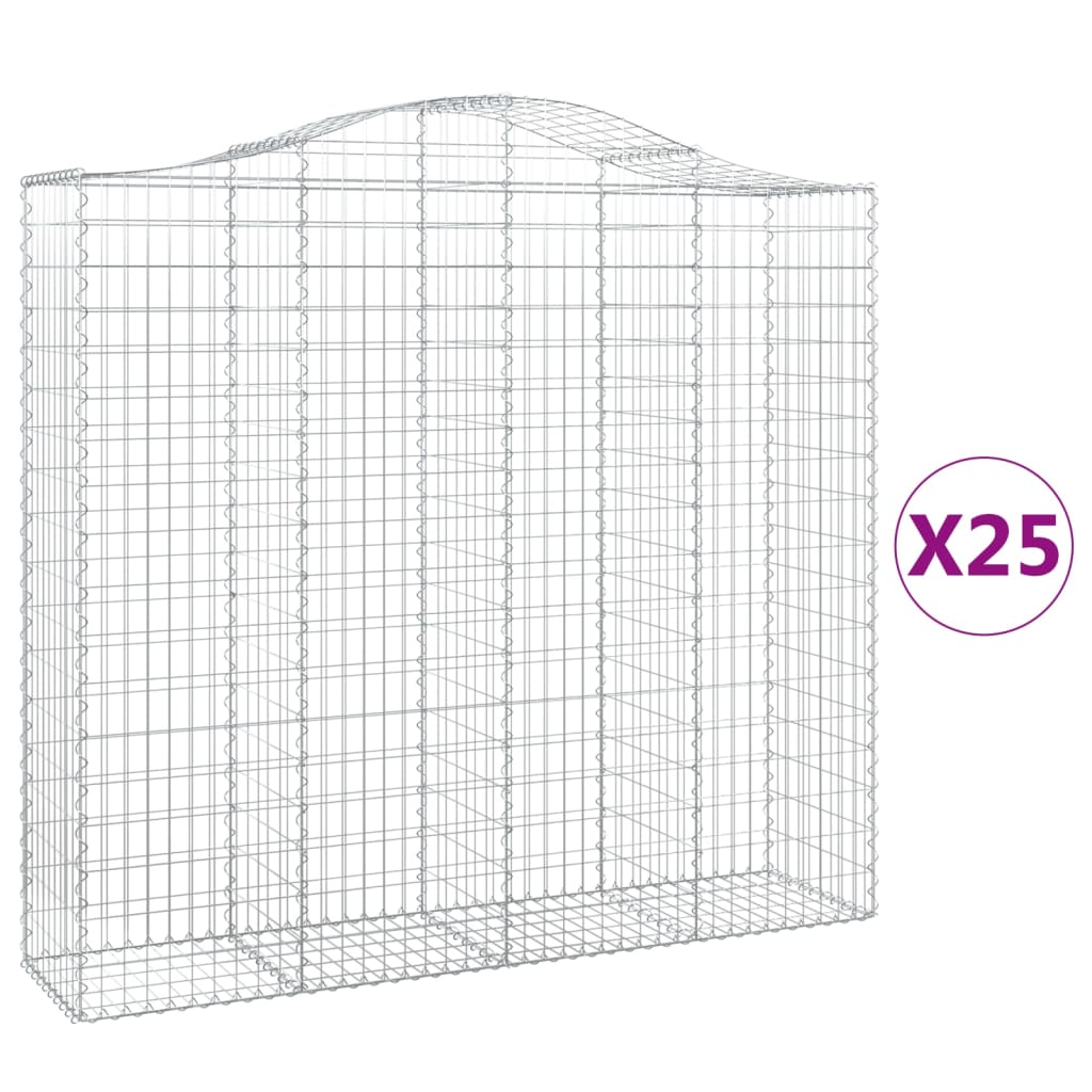 vidaXL Paniers à gabions arqués 25 pcs 200x50x180/200 cm Fer galvanisé