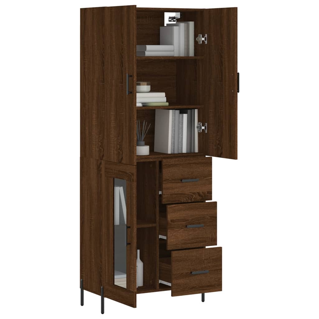 vidaXL Buffet haut Chêne marron 69,5x34x180 cm Bois d'ingénierie