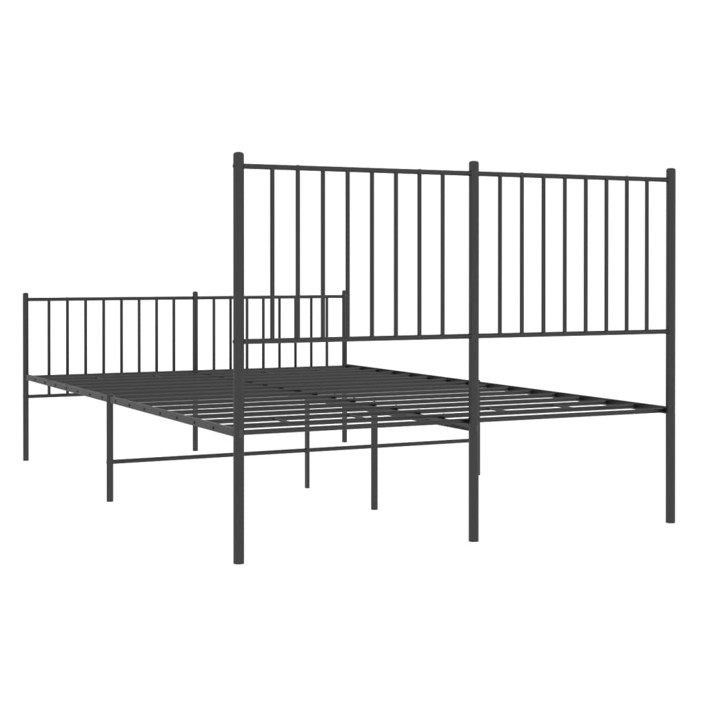 vidaXL Cadre de lit métal sans matelas avec pied de lit noir 135x190cm