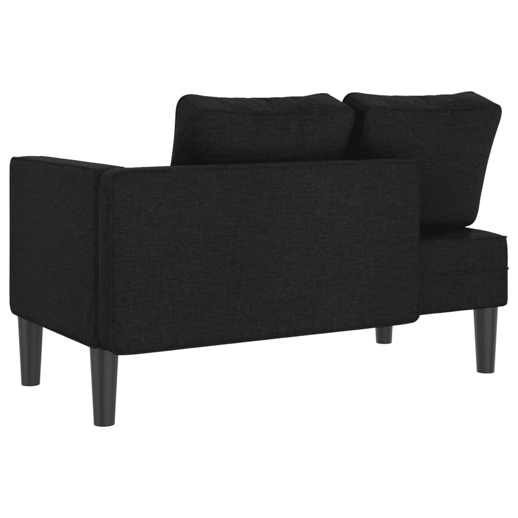 vidaXL Chaise longue avec coussins noir tissu