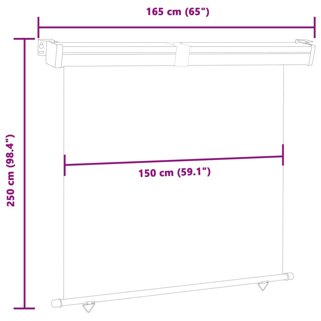 vidaXL Auvent latéral de balcon 165x250 cm noir