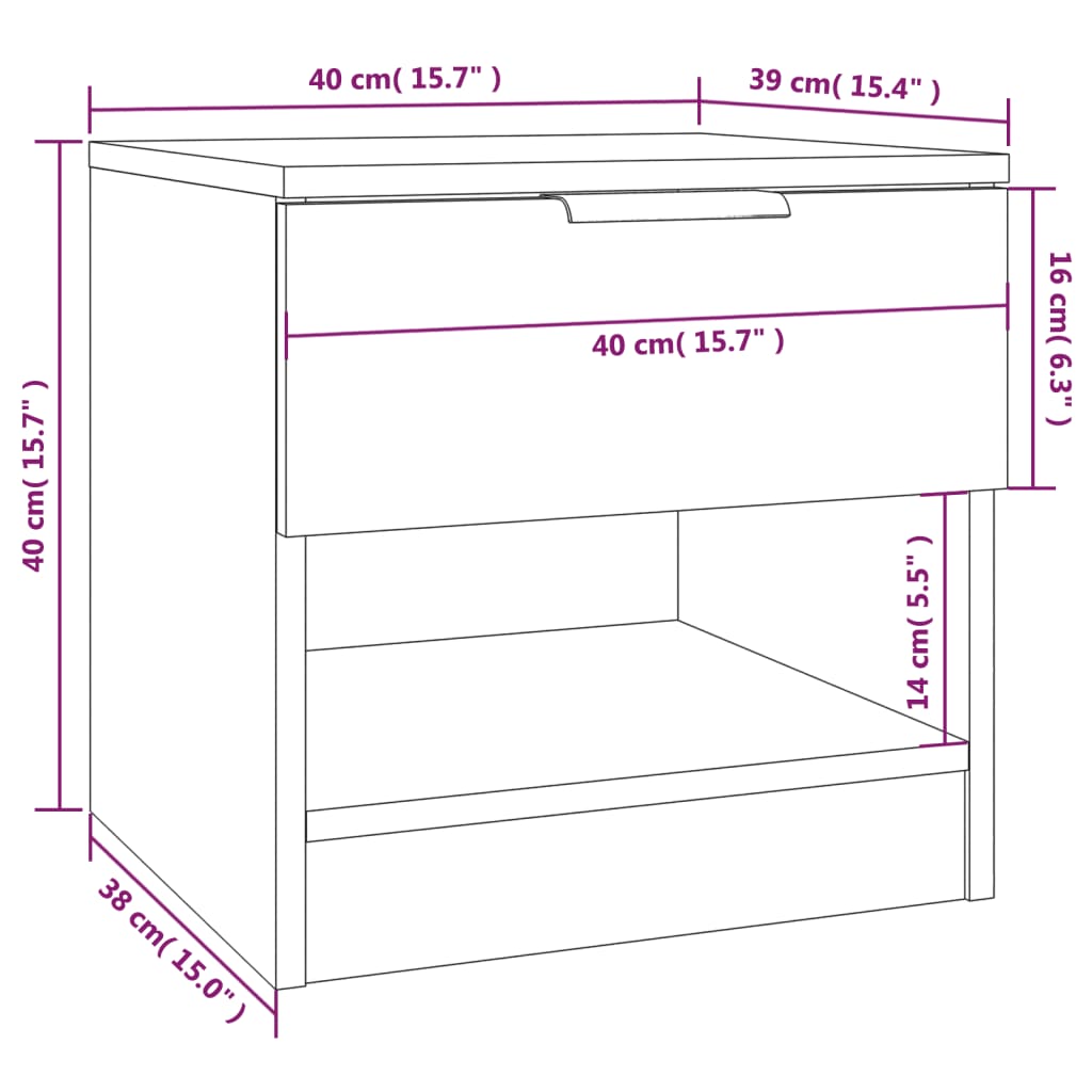 vidaXL Tables de chevet 2 pcs Blanc Bois d'ingénierie