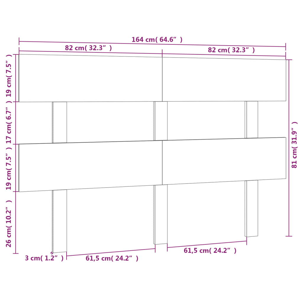 vidaXL Tête de lit 164x3x81 cm Bois massif de pin