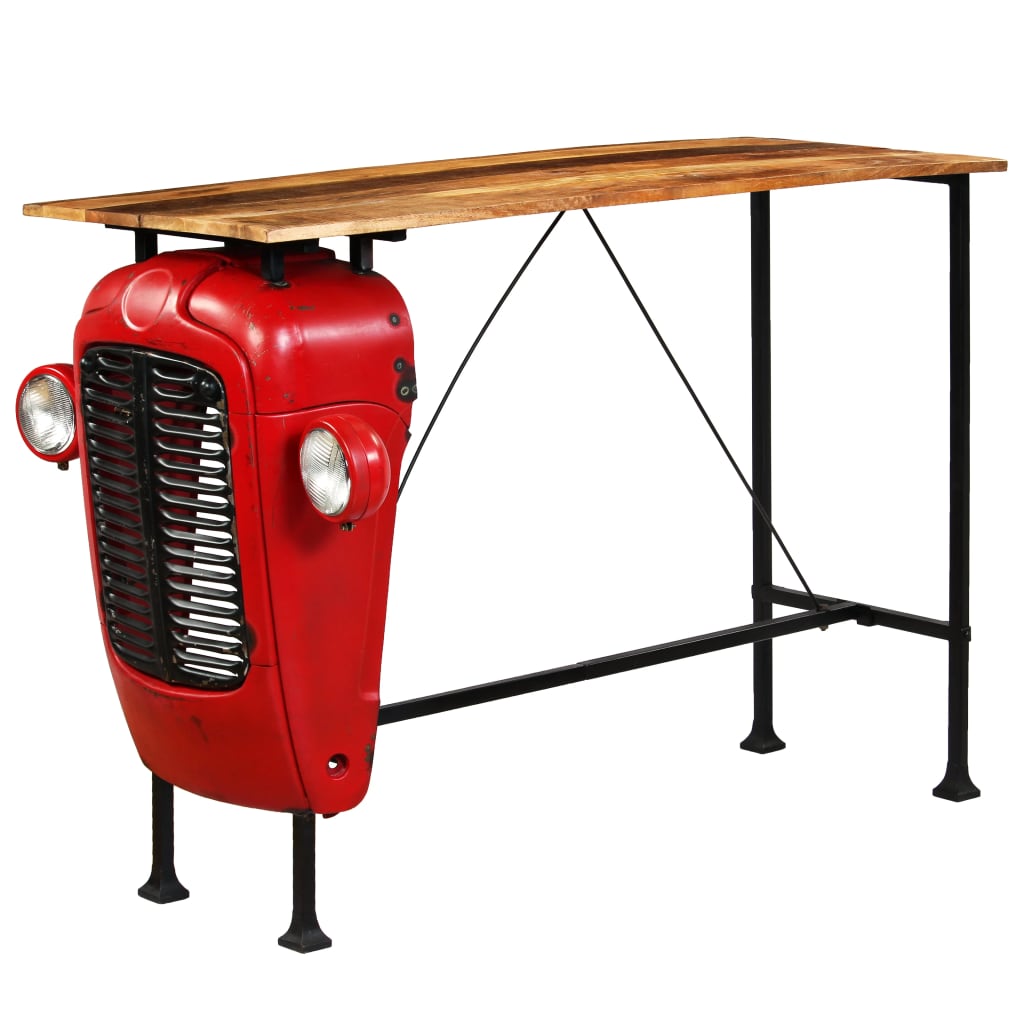 vidaXL Table de bar Bois de manguier 60x150x107 cm Rouge Tracteur