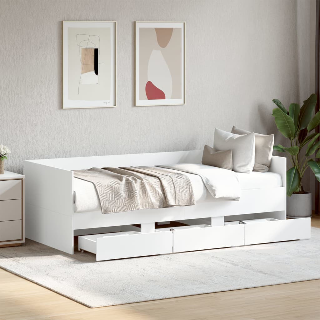 vidaXL Lit de jour avec tiroirs sans matelas blanc 75x190 cm