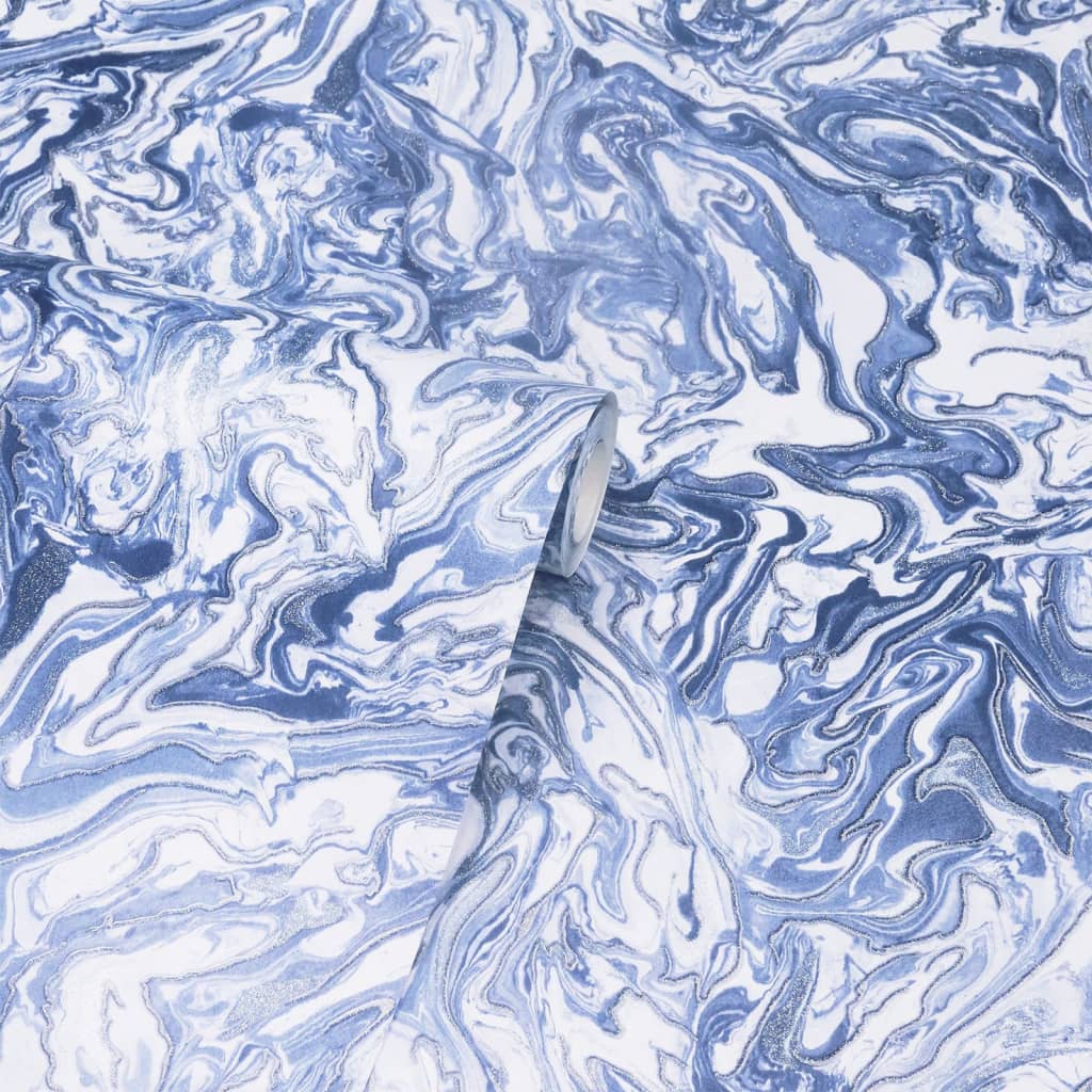 DUTCH WALLCOVERINGS Papier peint Liquid Marble Bleu
