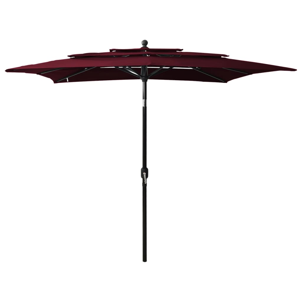 vidaXL Parasol de jardin à 3 niveaux mât en aluminium rouge bordeaux