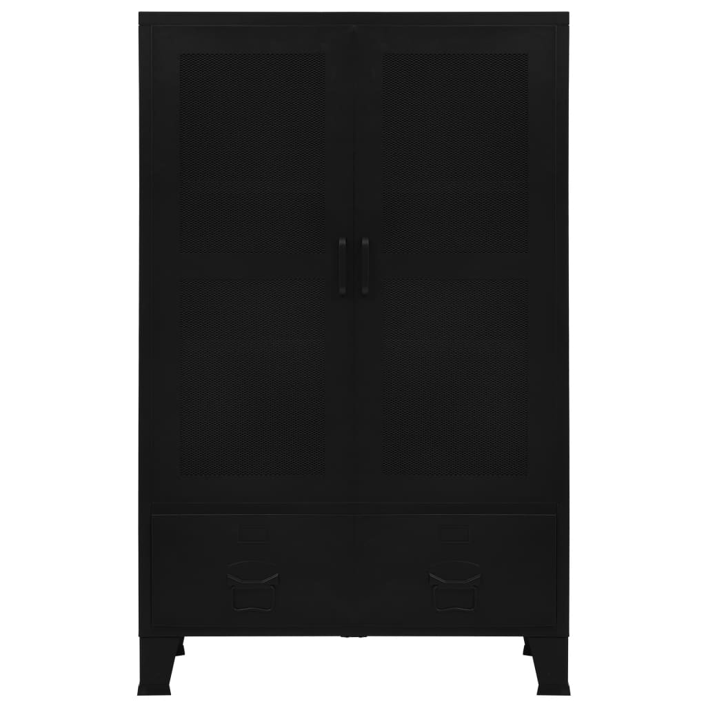 vidaXL Armoire de bureau avec portes en maille Acier 75x40x120 cm Noir