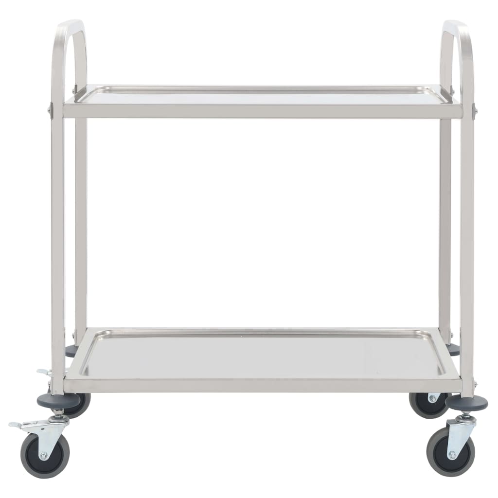 vidaXL Chariot de cuisine à 2 niveaux 95x45x83,5 cm Acier inoxydable