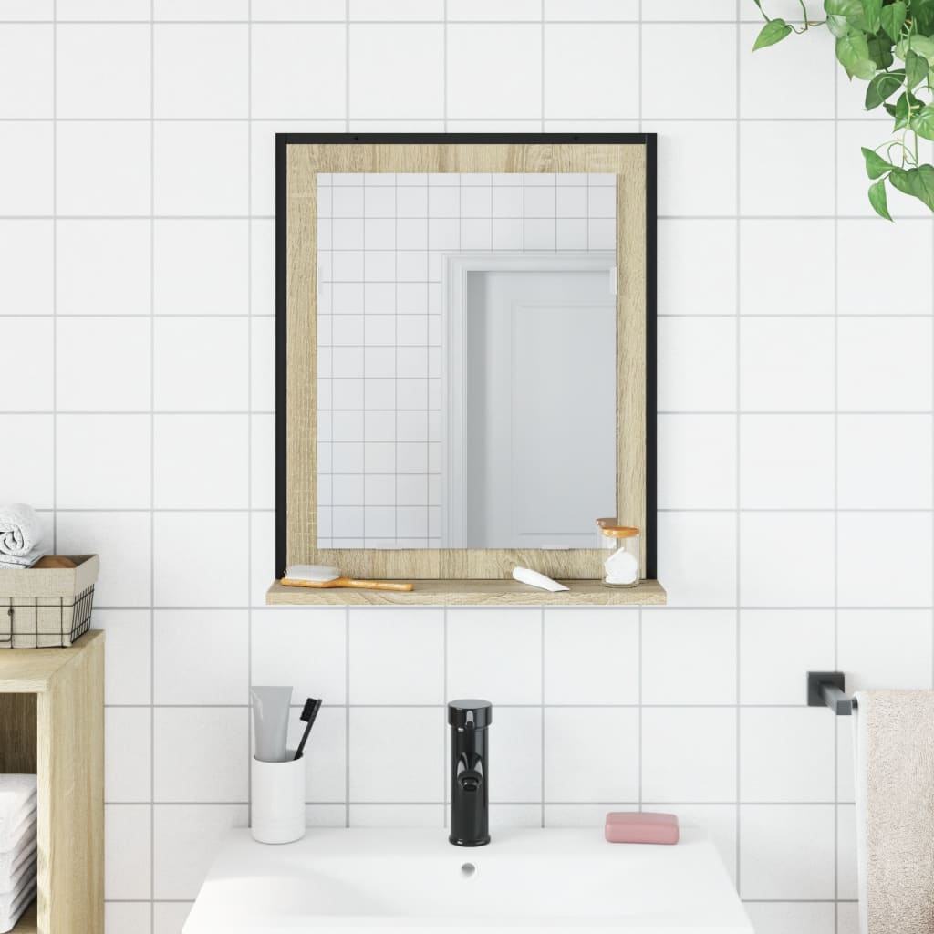vidaXL Miroir de salle de bain et étagère chêne sonoma bois ingénierie