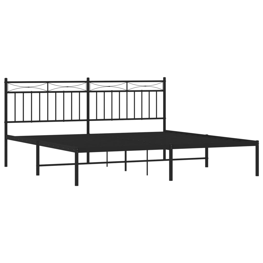 vidaXL Cadre de lit métal sans matelas avec tête de lit noir 183x213cm