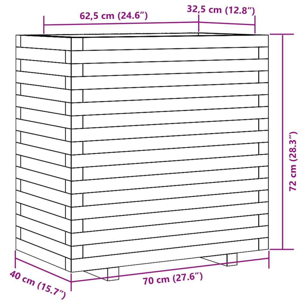 vidaXL Jardinière blanc 70x40x72 cm bois de pin massif