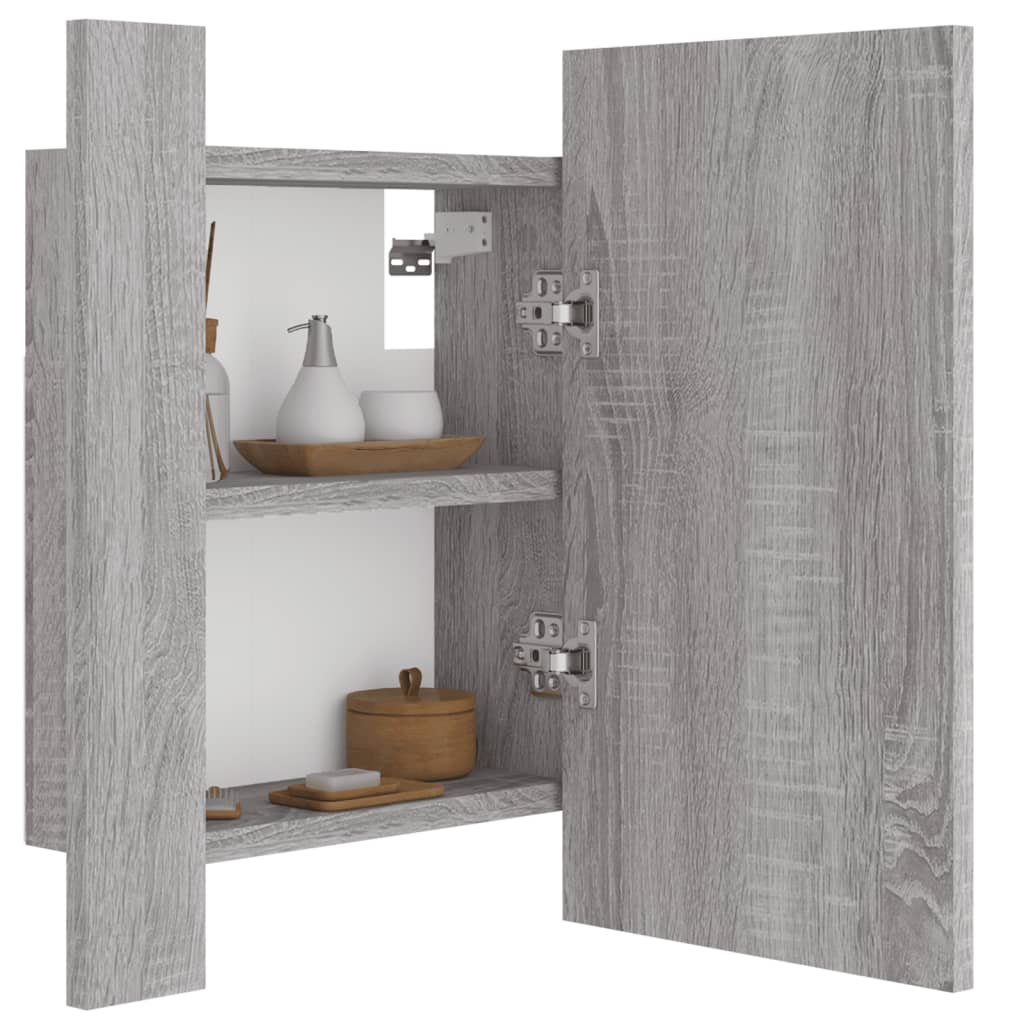 vidaXL Armoire à miroir LED de salle de bain sonoma gris 40x12x45 cm