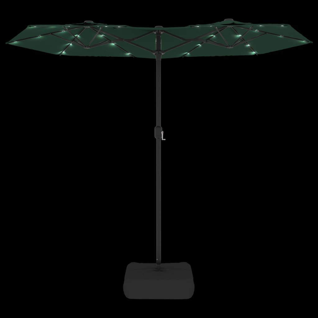 vidaXL Parasol à double tête avec LED vert 316x240 cm