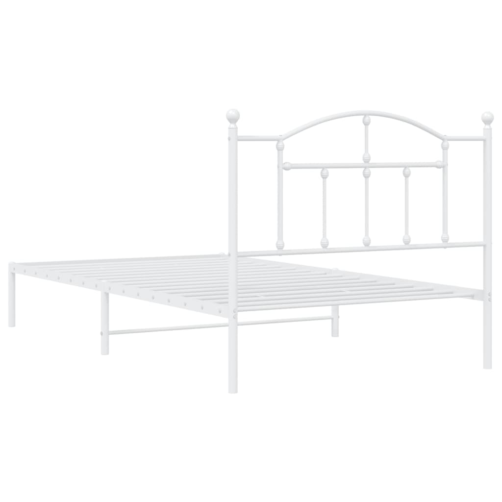 vidaXL Cadre de lit métal sans matelas et tête de lit blanc 100x200 cm