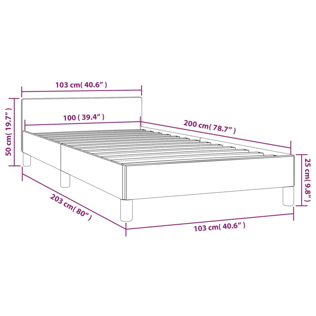 vidaXL Cadre de lit sans matelas noir 100x200 cm tissu