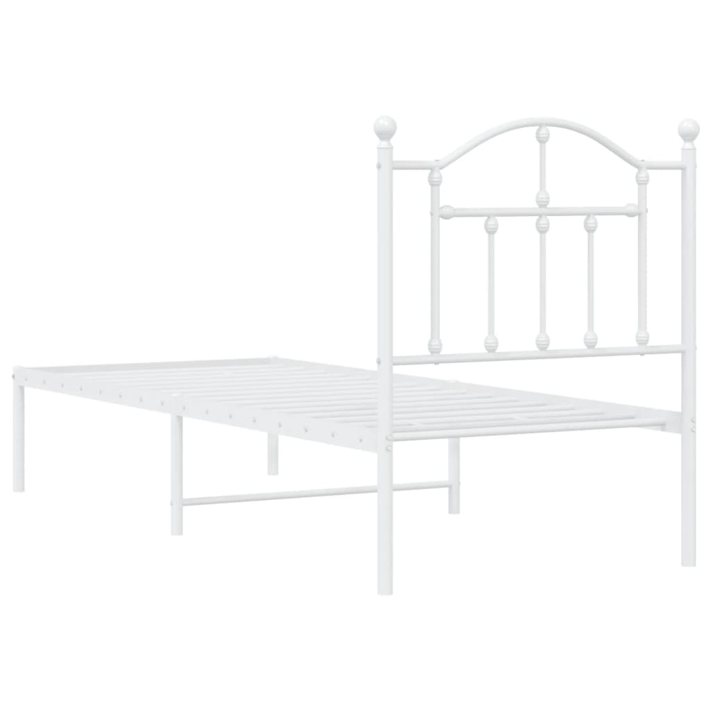 vidaXL Cadre de lit métal sans matelas avec tête de lit blanc 75x190cm