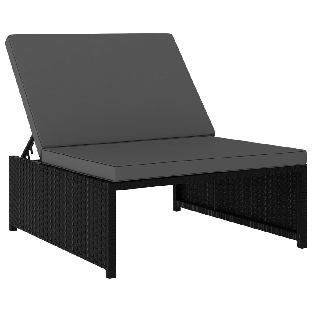 vidaXL Chaises longues lot de 2 avec table Résine tressée Noir