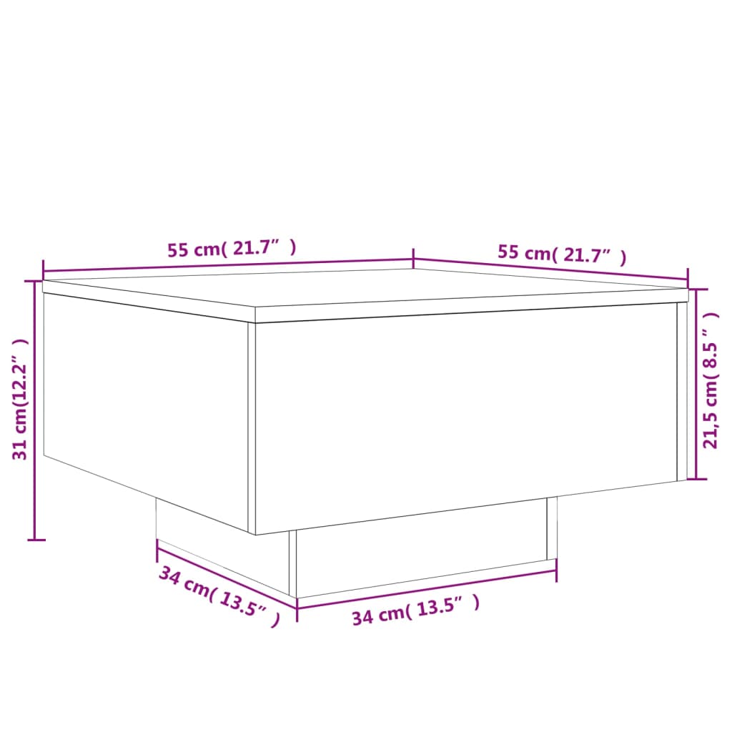 vidaXL Table basse noir 55x55x31 cm bois d'ingénierie