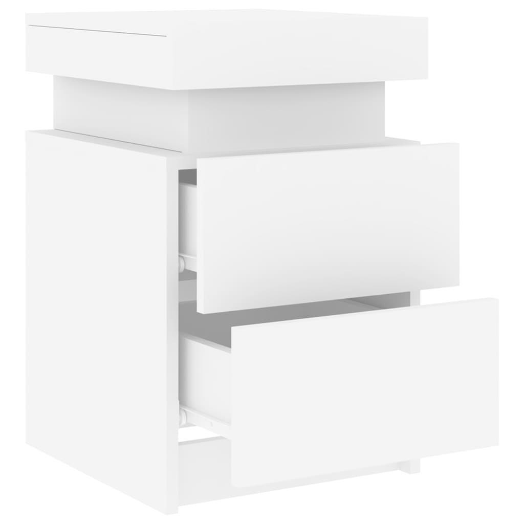 vidaXL Tables de chevet avec lumières LED 2 pcs blanc 35x39x55 cm