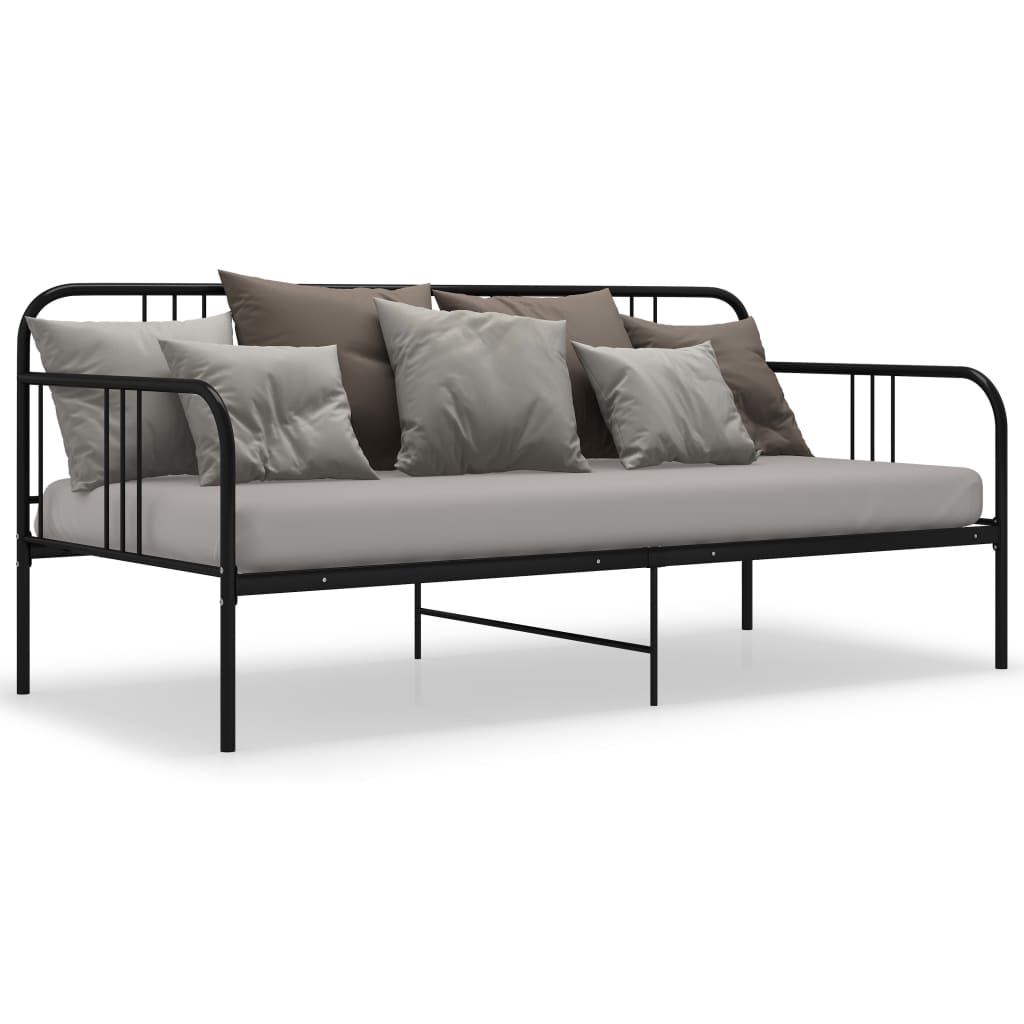 vidaXL Cadre de canapé-lit sans matelas noir métal 90x200 cm