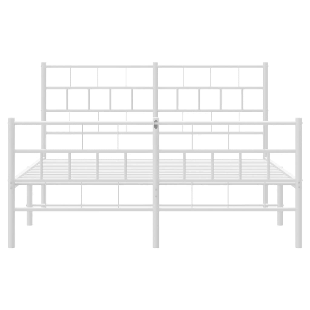 vidaXL Cadre de lit métal sans matelas et pied de lit blanc 150x200 cm