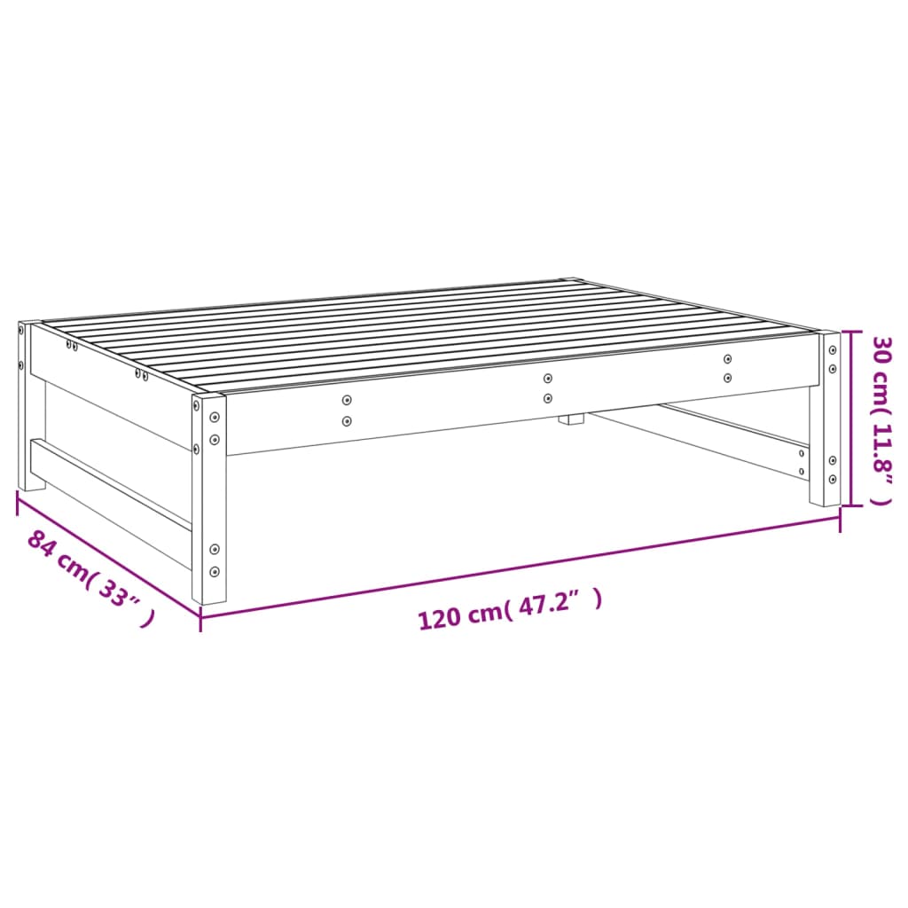 vidaXL Repose-pied de jardin 120x80 cm bois de pin massif