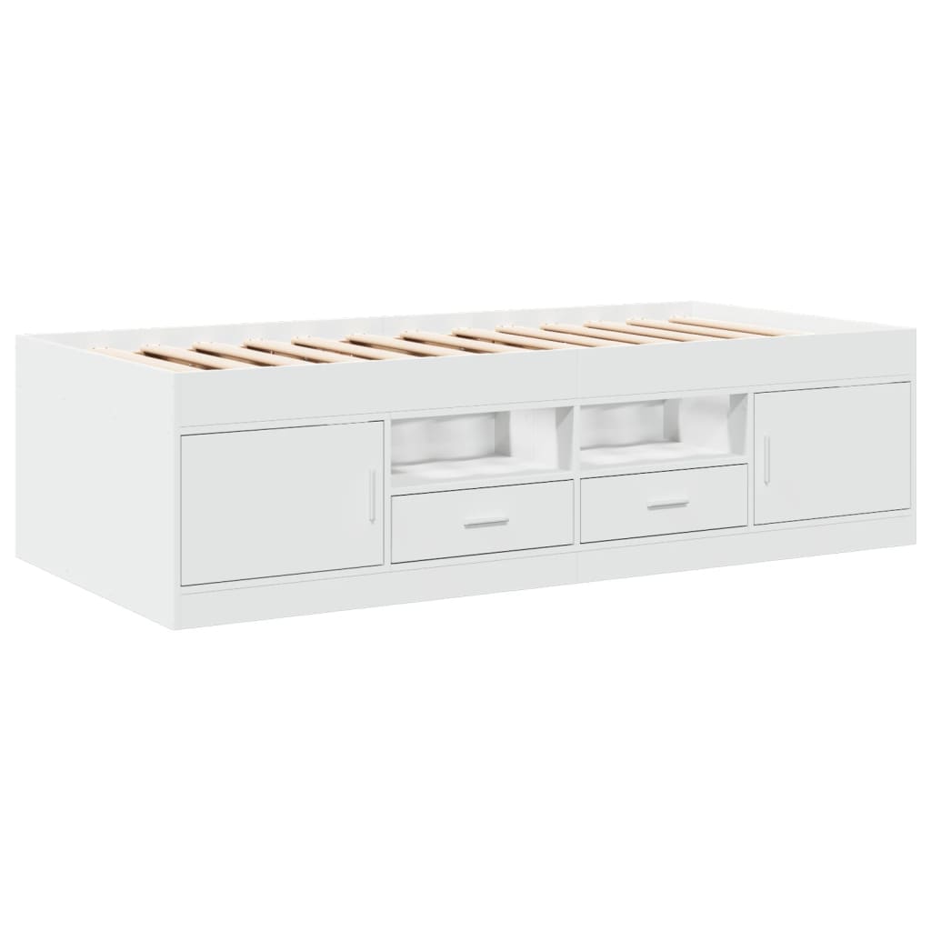 vidaXL Lit de jour avec tiroirs blanc 90x200 cm bois d'ingénierie