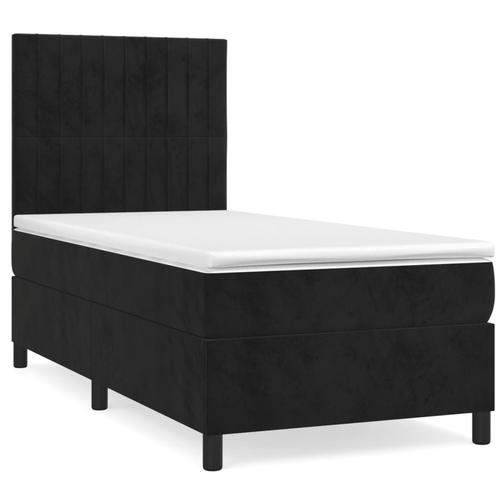 vidaXL Sommier à lattes de lit avec matelas Noir 90x190 cm Velours