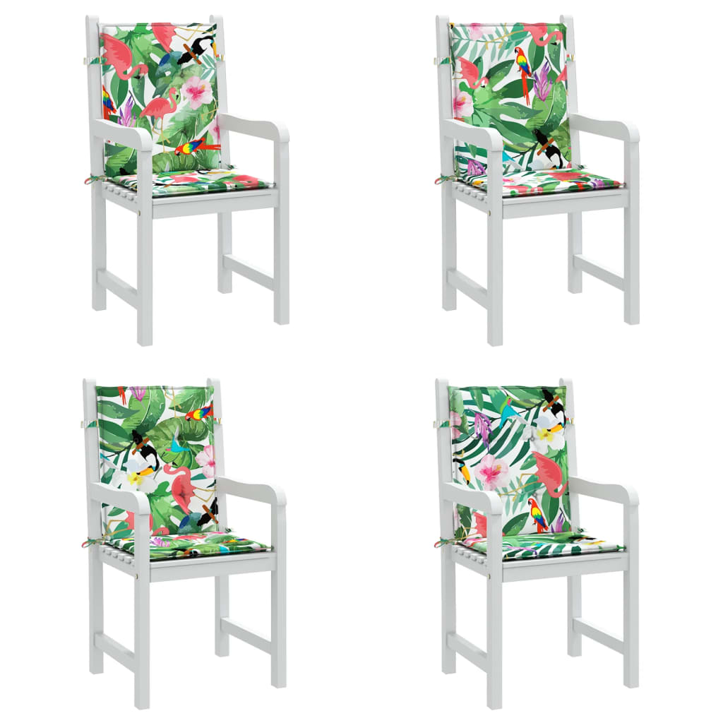 vidaXL Coussins de chaise à dossier bas lot de 4 multicolore tissu