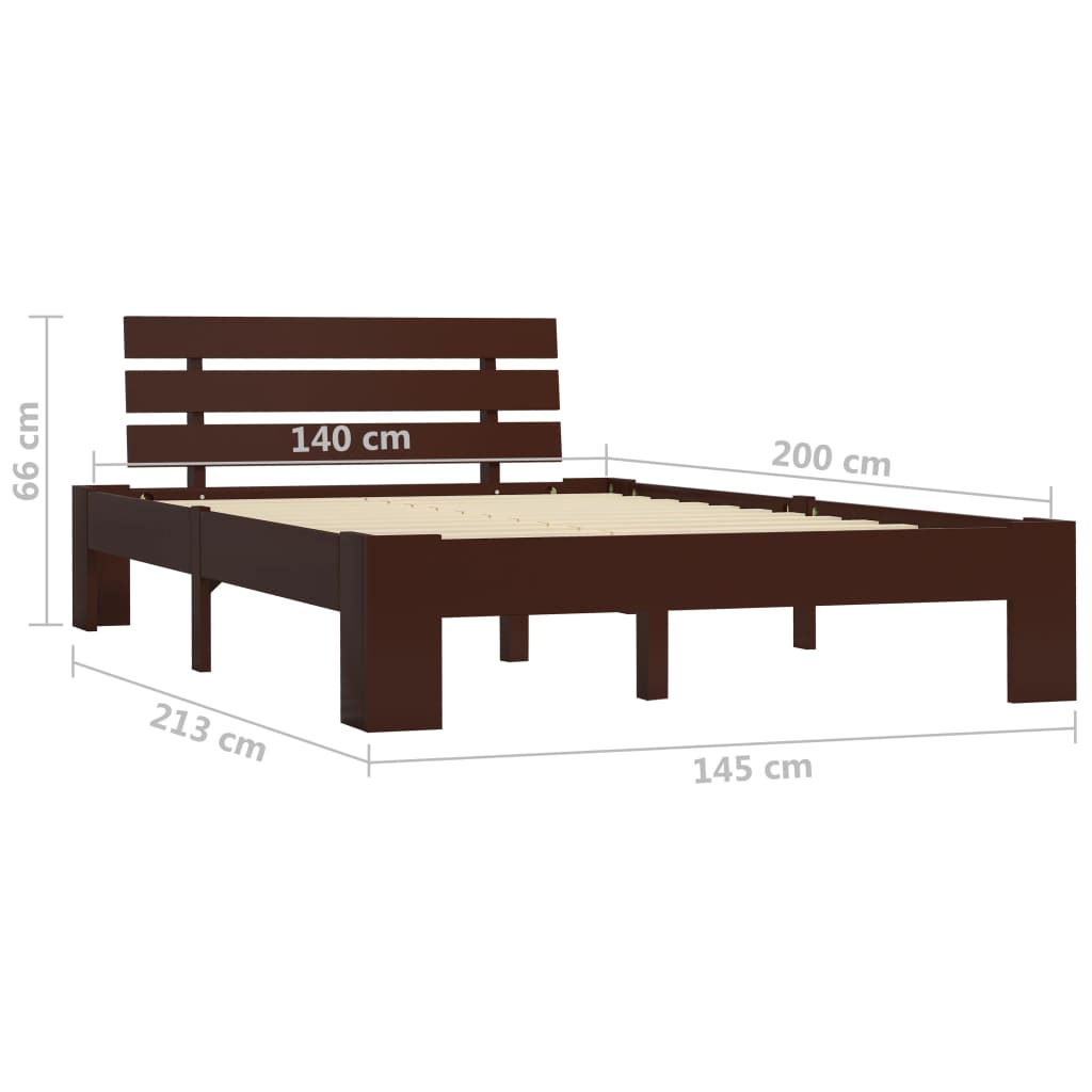 vidaXL Cadre de lit sans matelas marron foncé pin massif 140x200 cm