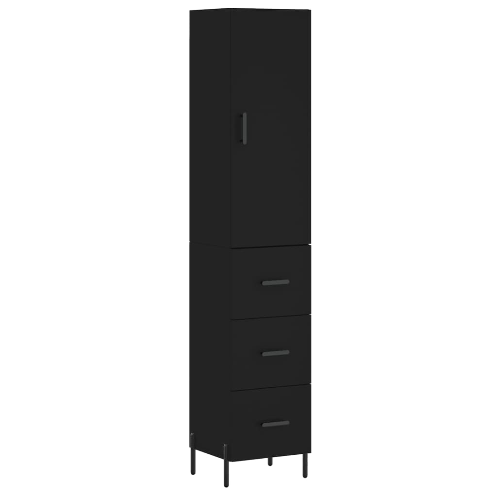 vidaXL Buffet haut Noir 34,5x34x180 cm Bois d'ingénierie