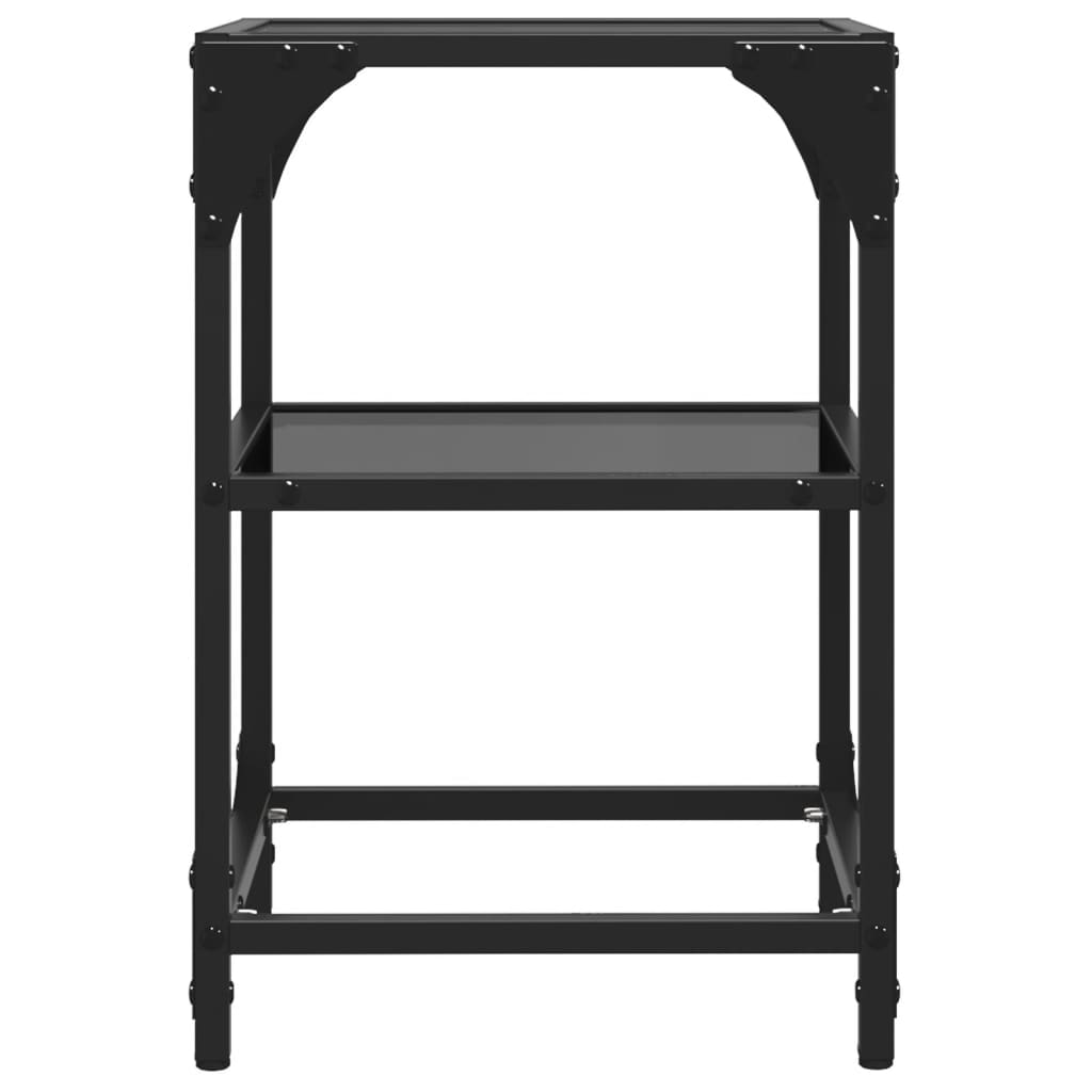 vidaXL Tables basses avec dessus en verre noir 2 pcs 30x30x45 cm acier