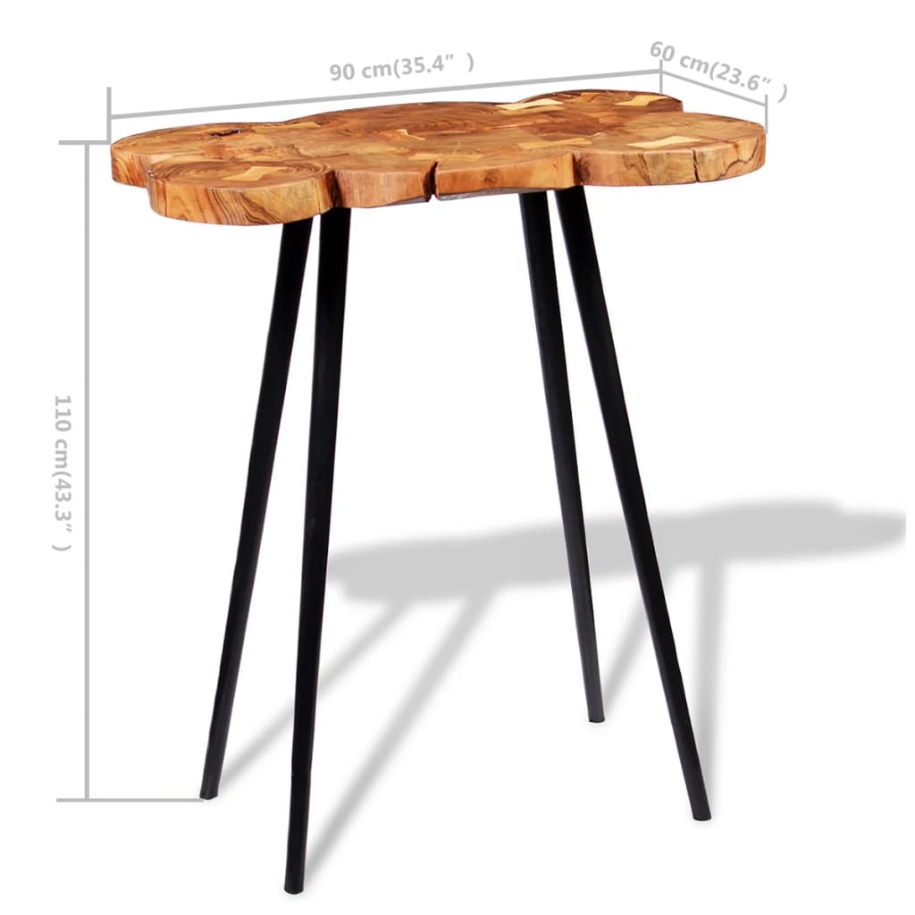 vidaXL Table de bar Bois d'acacia massif 90 x 60 x 110 cm