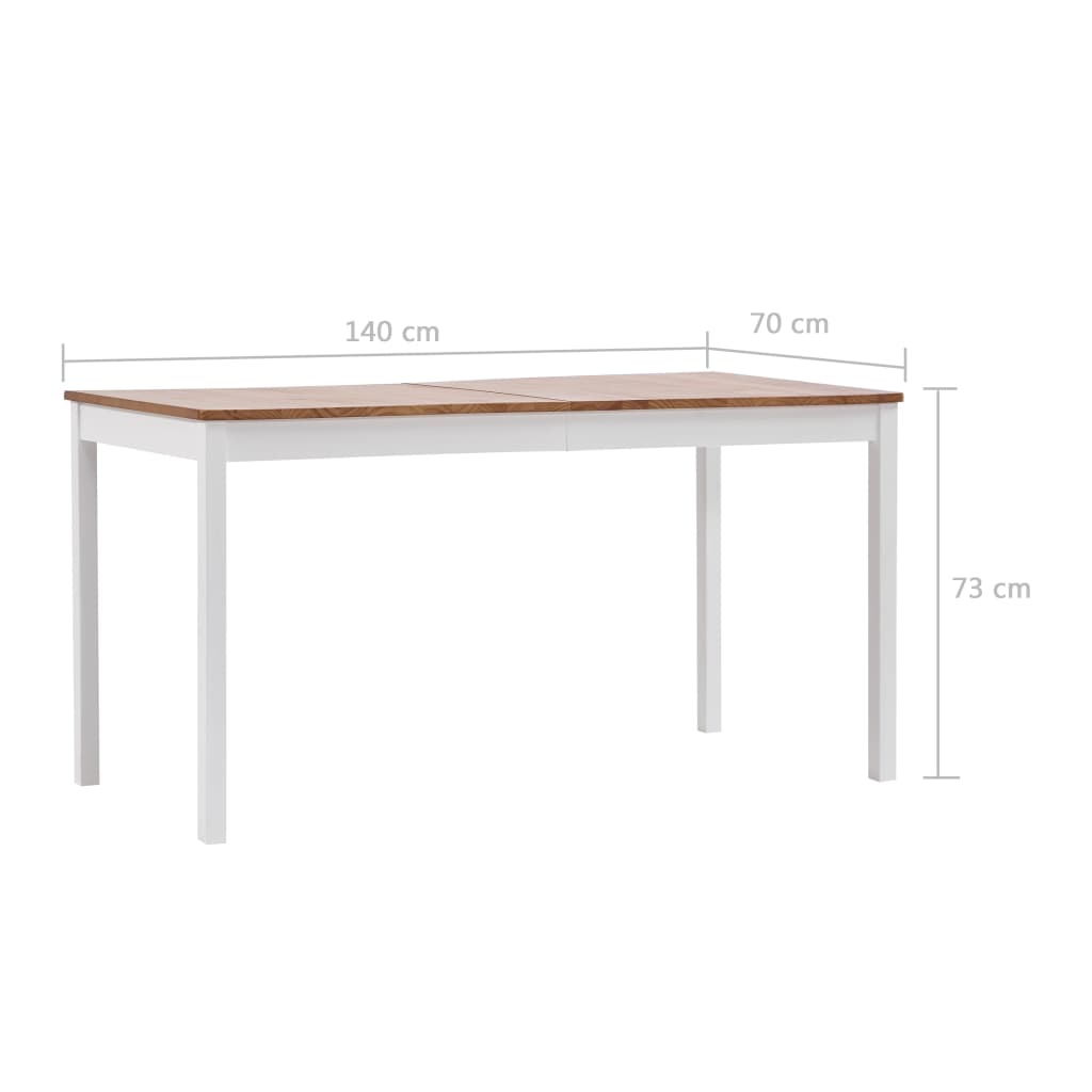 vidaXL Table à manger Blanc et marron 140x70x73 cm Pin