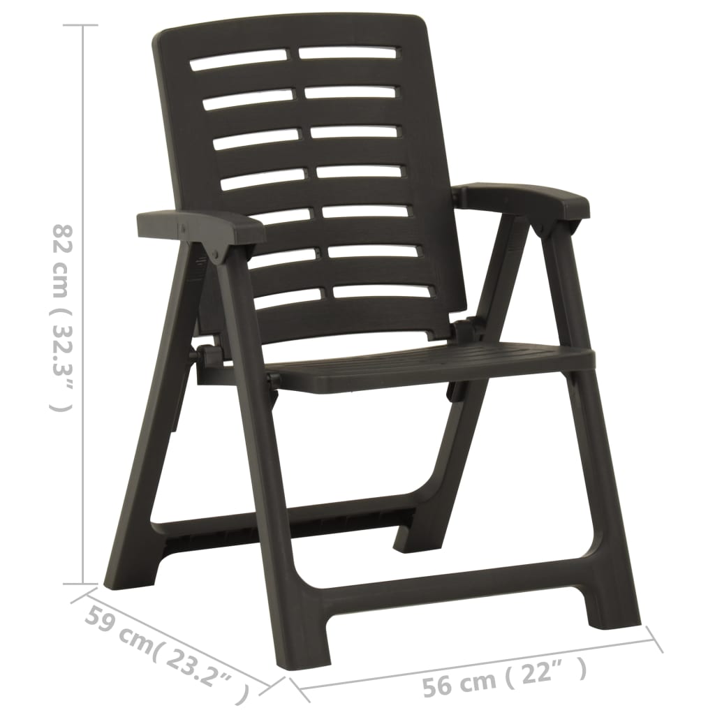 vidaXL Chaises de jardin lot de 4 Plastique Anthracite