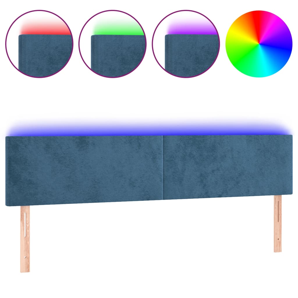 vidaXL Tête de lit à LED Bleu foncé 180x5x78/88 cm Velours