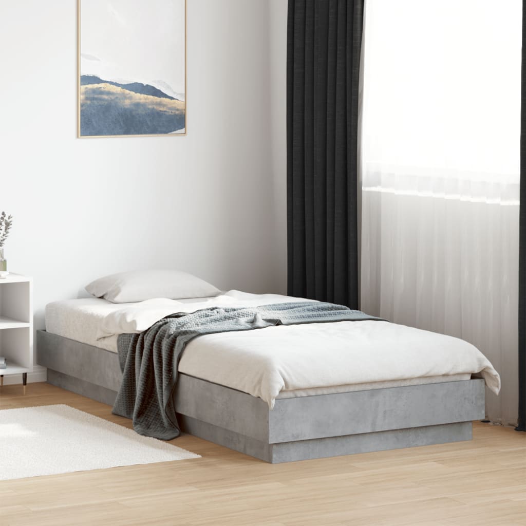 vidaXL Cadre de lit avec lumières LED gris béton 90x200 cm