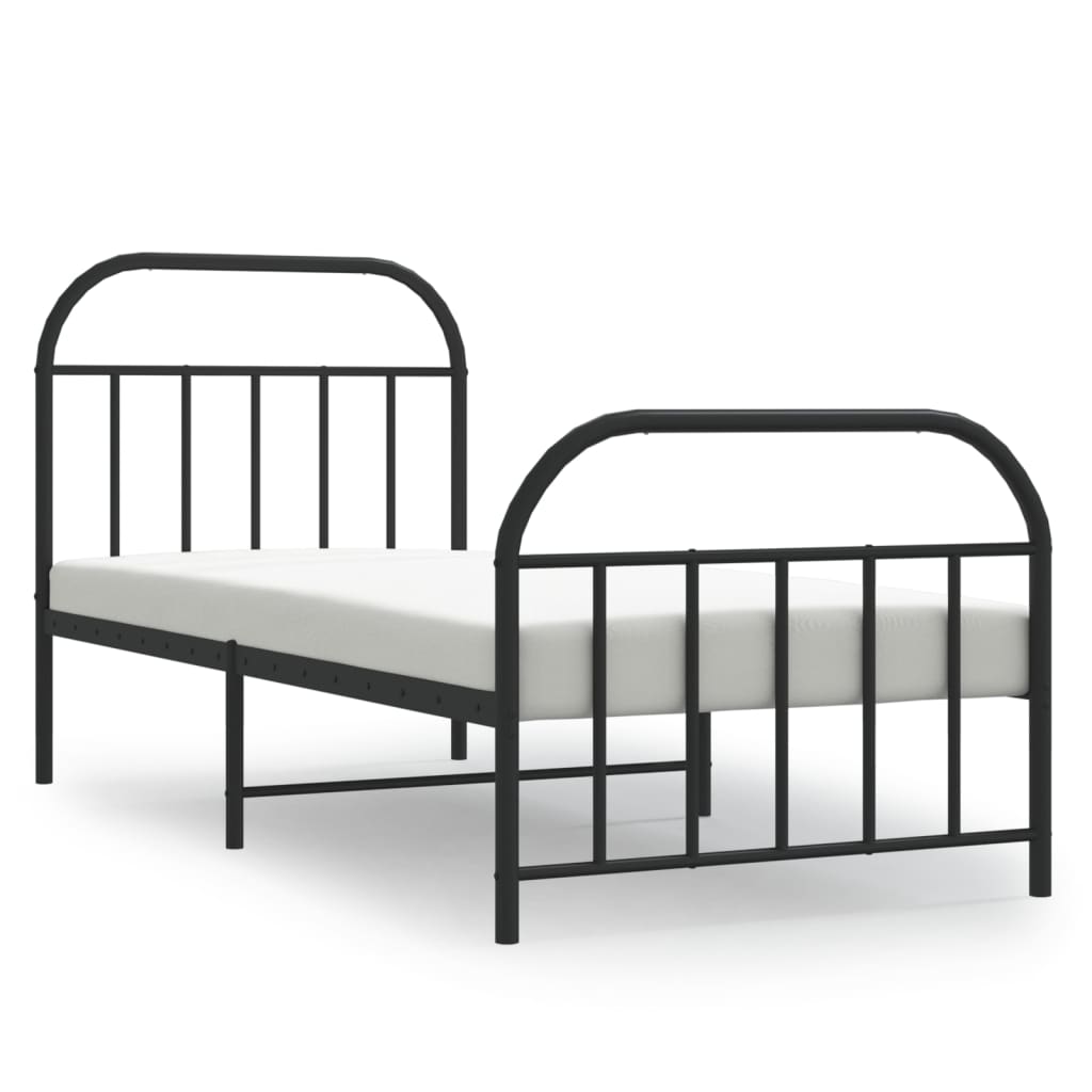 vidaXL Cadre de lit métal sans matelas avec pied de lit noir 90x200 cm