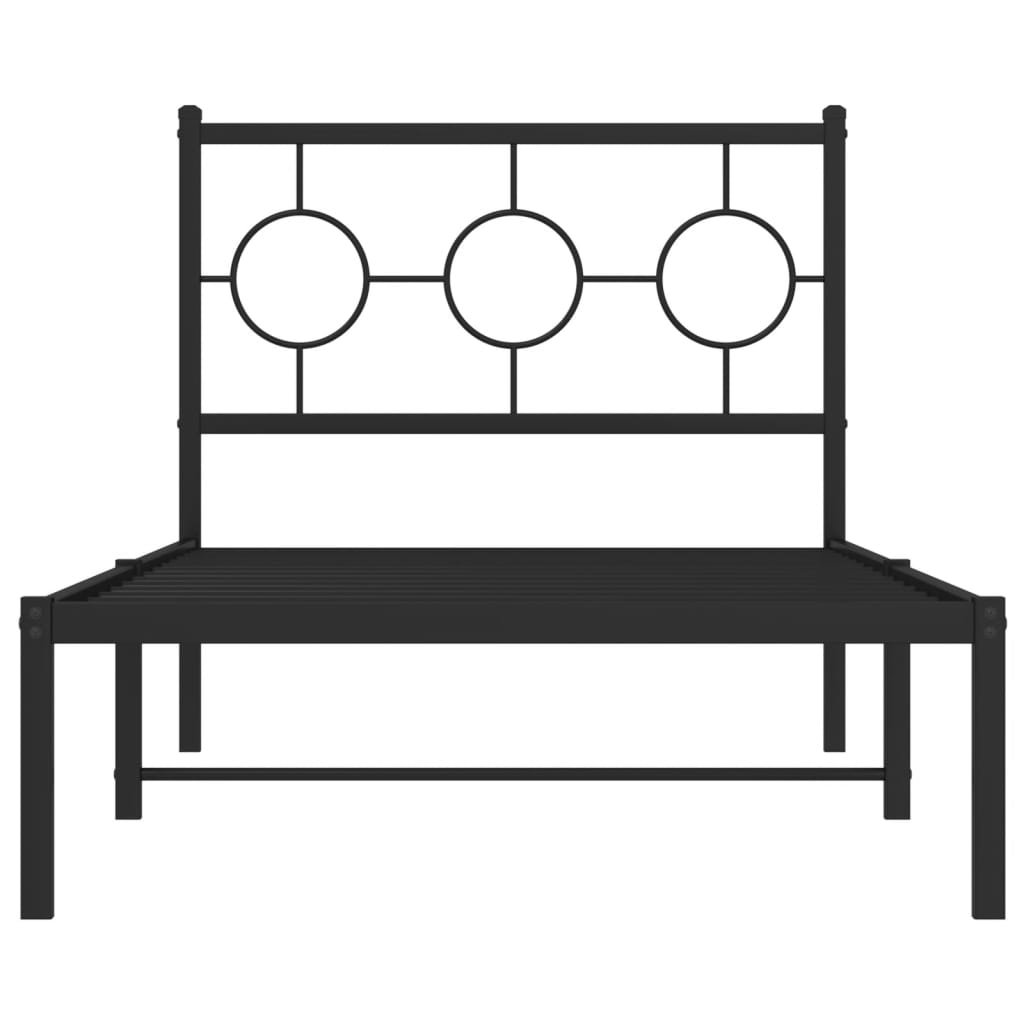 vidaXL Cadre de lit métal sans matelas avec tête de lit noir 90x190 cm