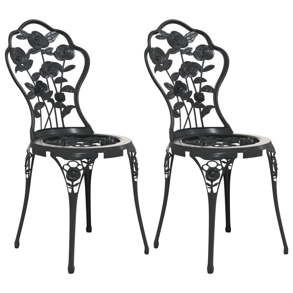 vidaXL Chaises de bistro lot de 2 Aluminium coulé Noir