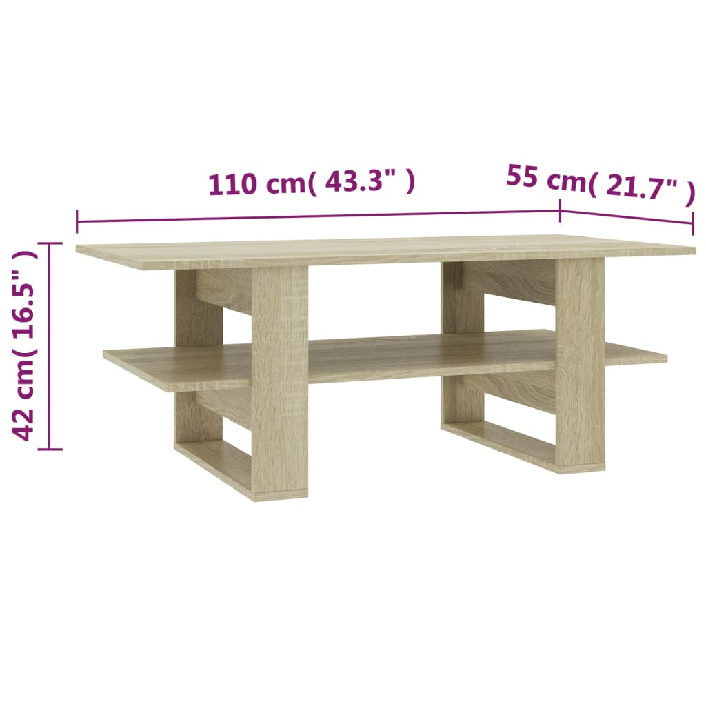 vidaXL Table basse Chêne sonoma 110x55x42 cm Aggloméré