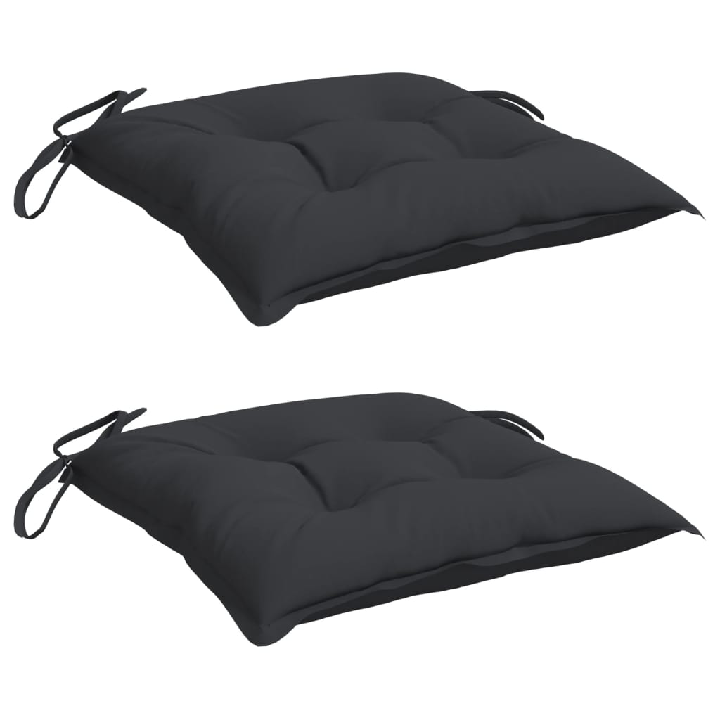 vidaXL Coussins de chaise lot de 2 noir 40x40x7 cm tissu oxford