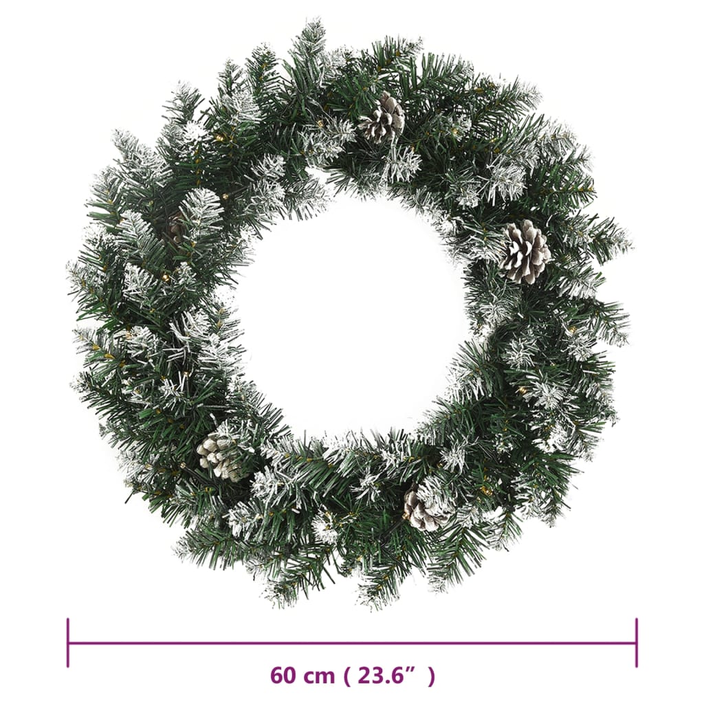 vidaXL Couronne de Noël avec lumières LED Vert 60 cm PVC