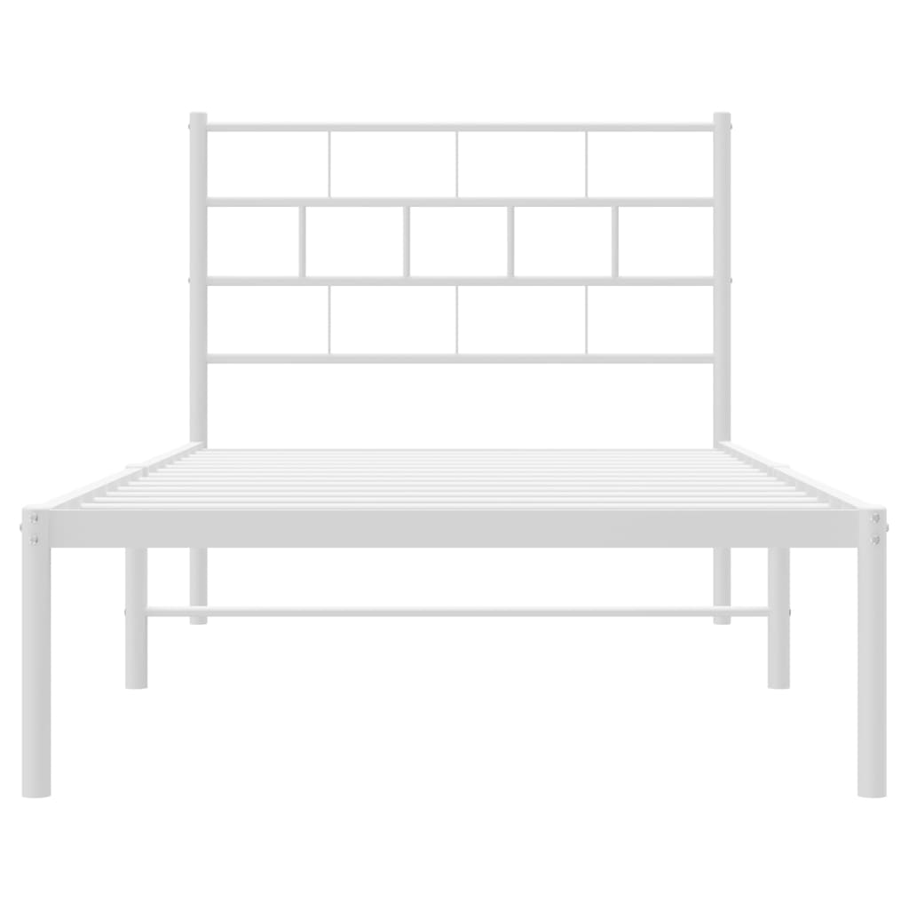 vidaXL Cadre de lit métal sans matelas et tête de lit blanc 107x203 cm